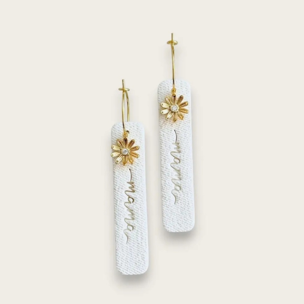 Mama Dangle Earrings With Flower